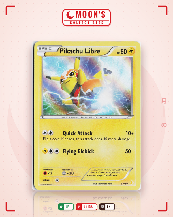 Carta Pokémon Pikachu Libre · XY Trainer Kit Pikachu Libre #30/30 (LP) — pieza única en Moon's Collectibles México