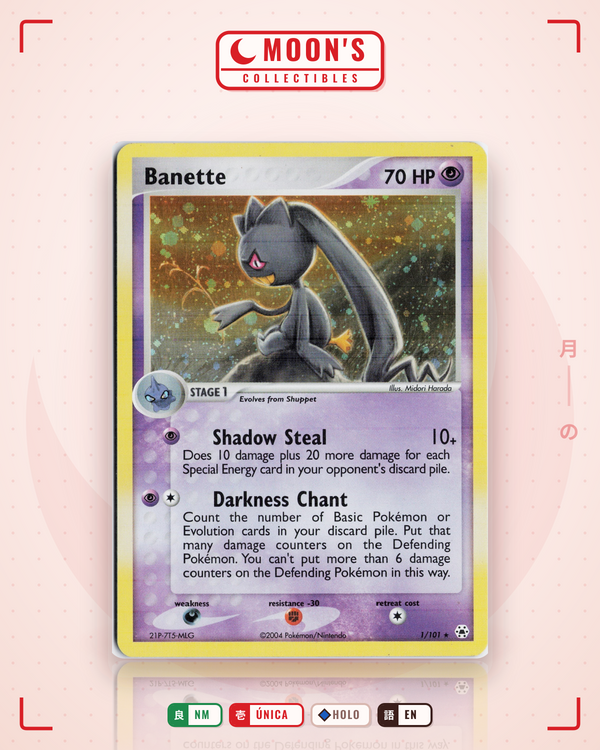 Carta Pokémon Banette · Hidden Legends #1/101 (NM) — pieza única en Moon's Collectibles México