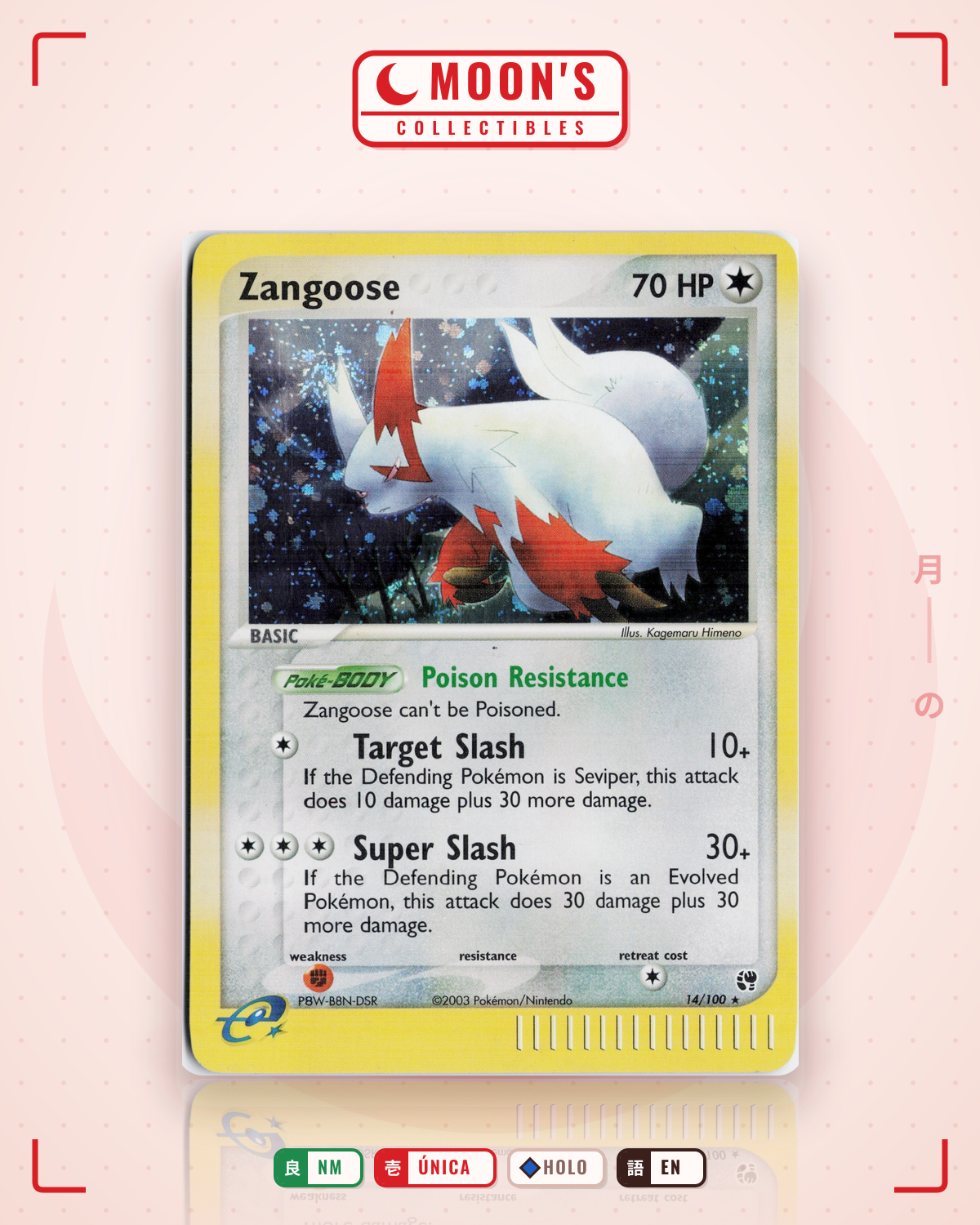 Carta Pokémon Zangoose · Sandstorm #14/100 (NM) — pieza única en Moon's Collectibles México