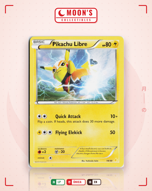 Carta Pokémon Pikachu Libre · XY Trainer Kit Pikachu Libre #14/30 (LP) — pieza única en Moon's Collectibles México