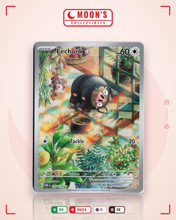 Carta Pokémon Lechonk · Obsidian Flames #209/197 (NM) — pieza única en Moon's Collectibles México