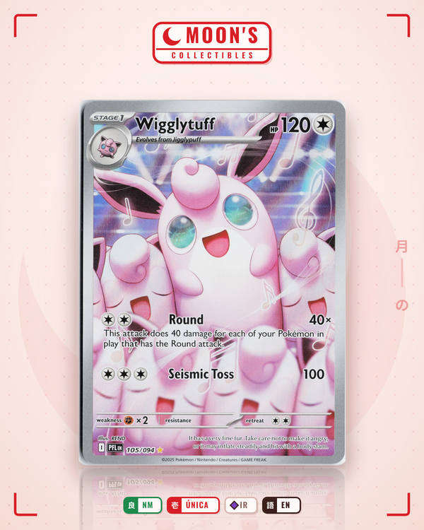 Carta Pokémon Wigglytuff · Phantasmal Flames #105/094 (NM) — pieza única en Moon's Collectibles México