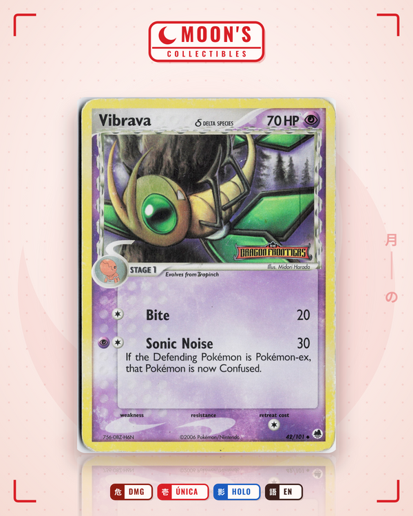 Carta Pokémon Vibrava δ · Dragon Frontiers #42/101 (DMG) — pieza única en Moon's Collectibles México
