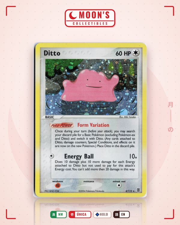 Carta Pokémon Ditto · FireRed & LeafGreen #4/112 (NM) — pieza única en Moon's Collectibles México
