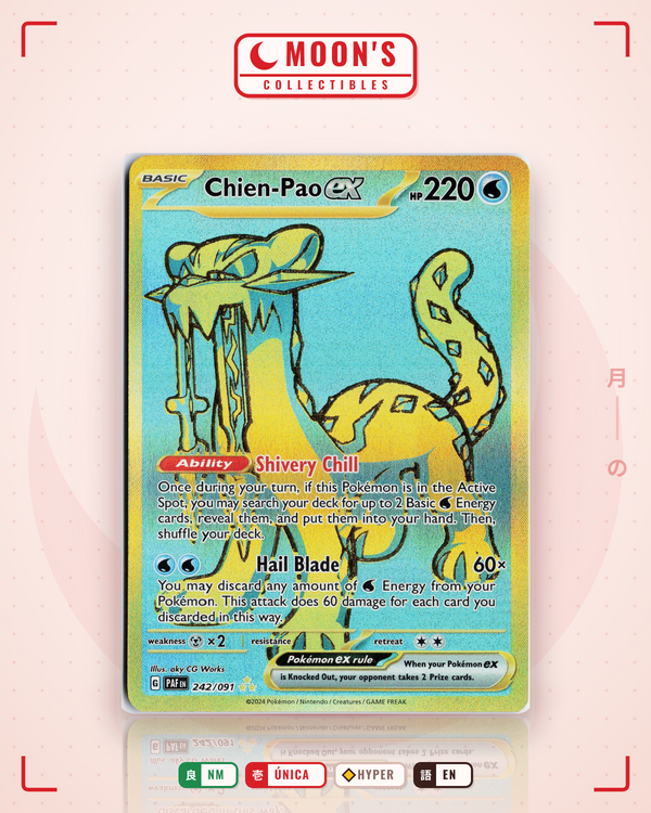 Carta Pokémon Chien-Pao ex · Paldean Fates #242/091 (NM) — pieza única en Moon's Collectibles México
