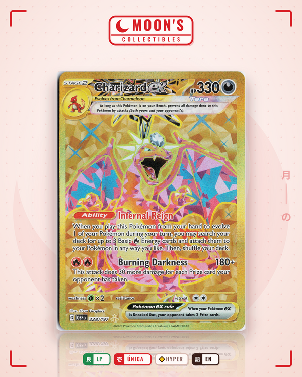 Carta Pokémon Charizard ex · Obsidian Flames #228/197 (LP) — pieza única en Moon's Collectibles México