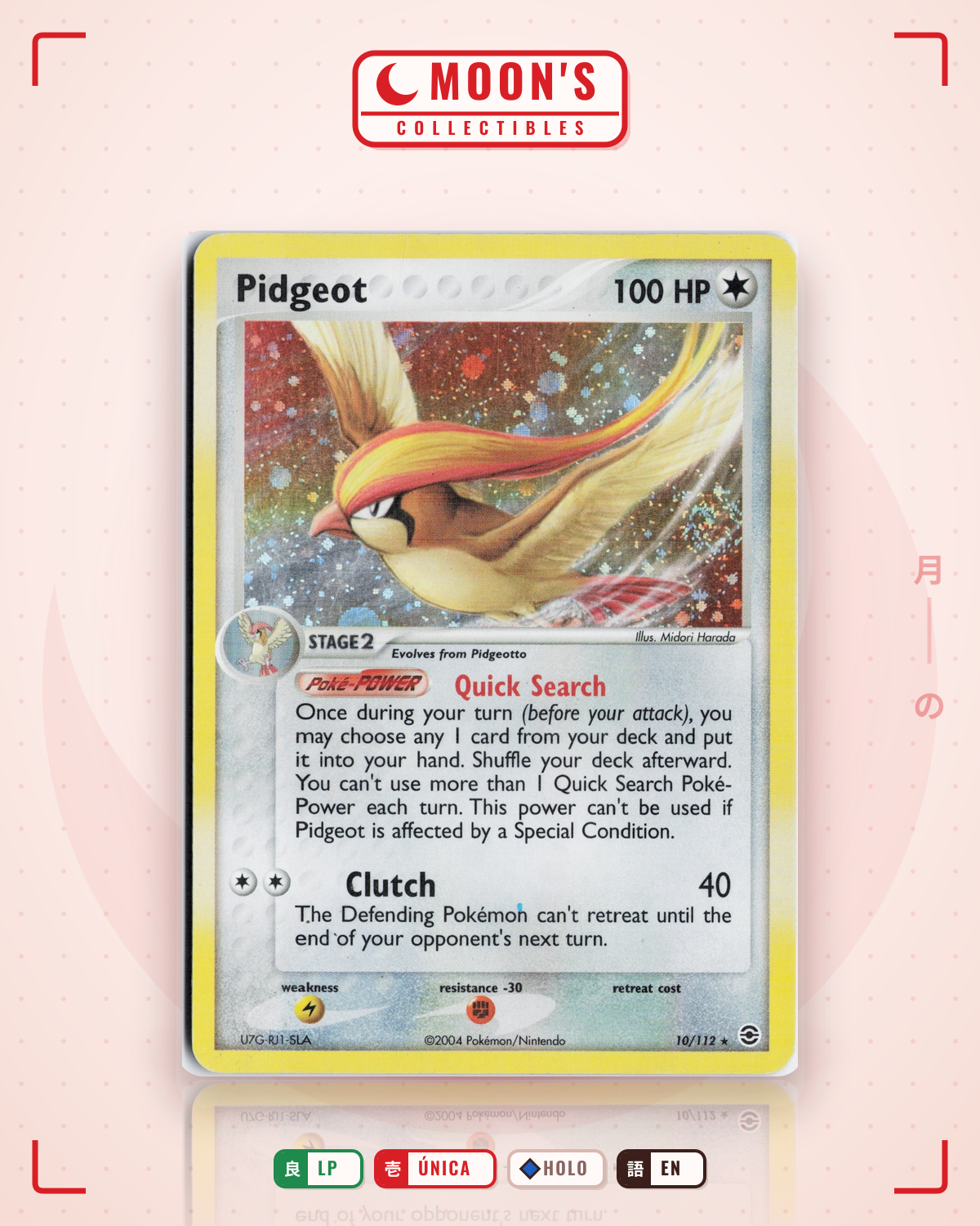 Carta Pokémon Pidgeot · FireRed & LeafGreen #10/112 (LP) — pieza única en Moon's Collectibles México