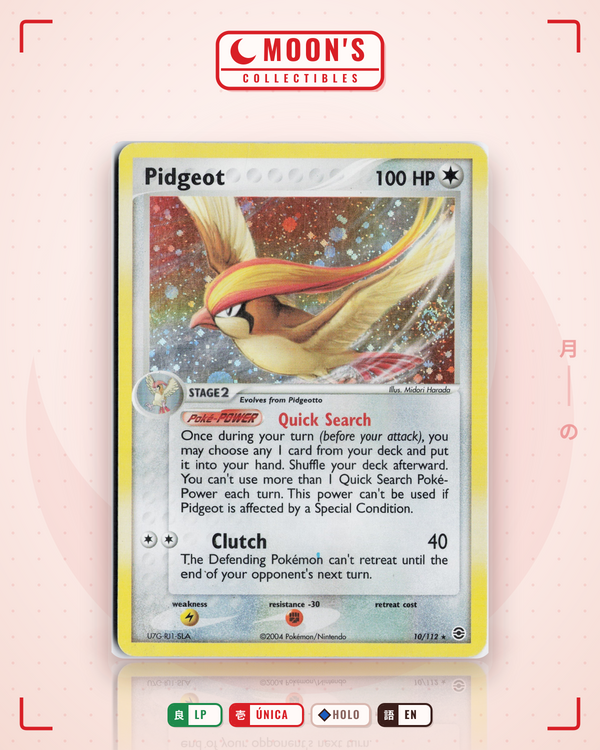 Carta Pokémon Pidgeot · FireRed & LeafGreen #10/112 (LP) — pieza única en Moon's Collectibles México