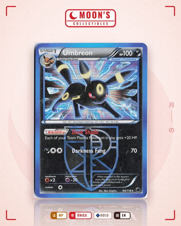Carta Pokémon Umbreon · Plasma Freeze #64/116 (MP) — pieza única en Moon's Collectibles México