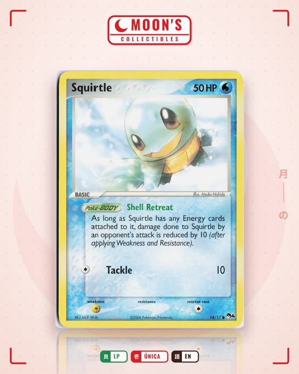 Carta Pokémon Squirtle · POP Series 4 #14/17 (LP) — pieza única en Moon's Collectibles México