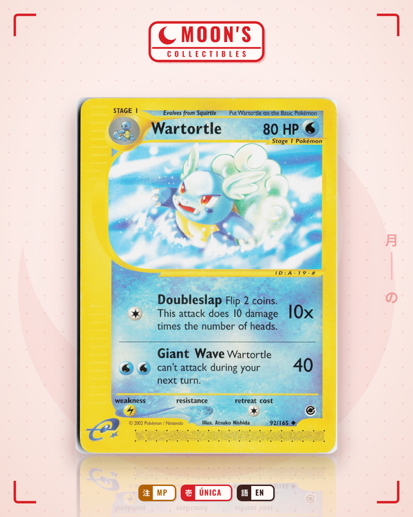 Carta Pokémon Wartortle · Expedition Base Set #92/165 (MP) — pieza única en Moon's Collectibles México
