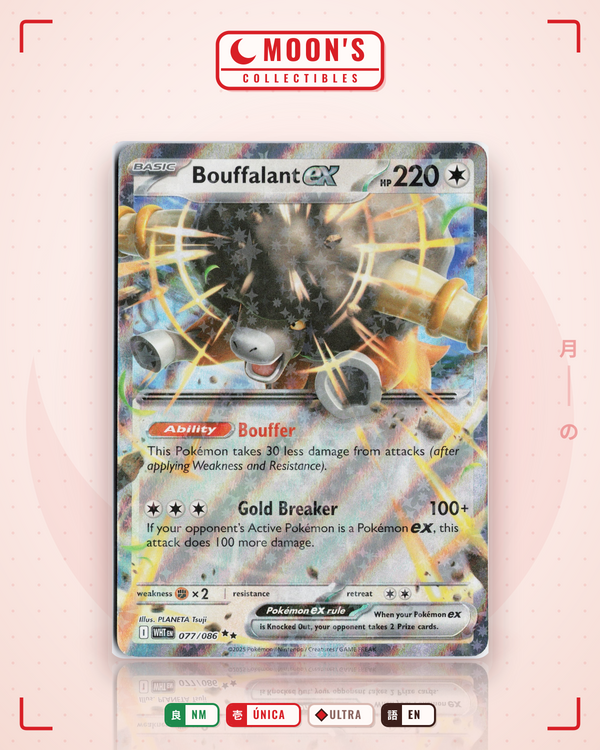 Carta Pokémon Bouffalant ex · White Flare #077/086 (NM) — pieza única en Moon's Collectibles México