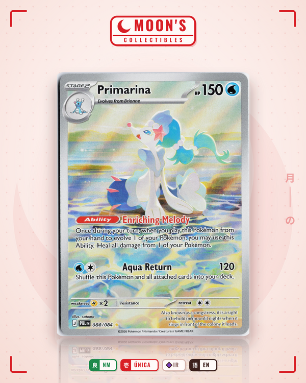 Carta Pokémon Primarina · Pitch Black #088/084 (NM) — pieza única en Moon's Collectibles México