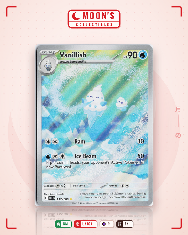 Carta Pokémon Vanillish · White Flare #112/086 (NM) — pieza única en Moon's Collectibles México