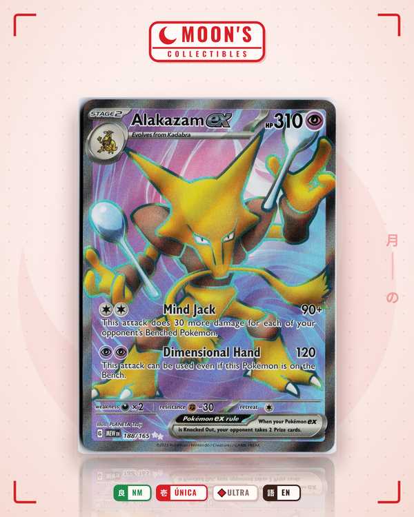 Carta Pokémon Alakazam ex · 151 #188/165 (NM) — pieza única en Moon's Collectibles México