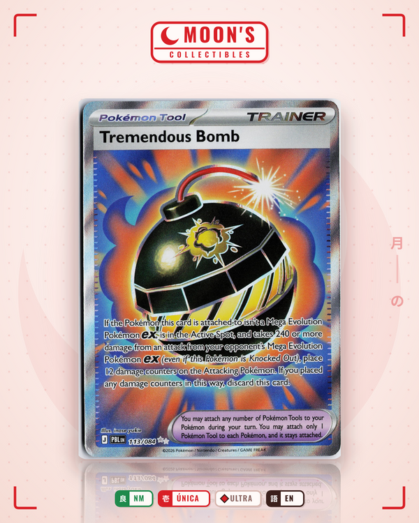 Carta Pokémon Tremendous Bomb · Pitch Black #113/084 (NM) — pieza única en Moon's Collectibles México