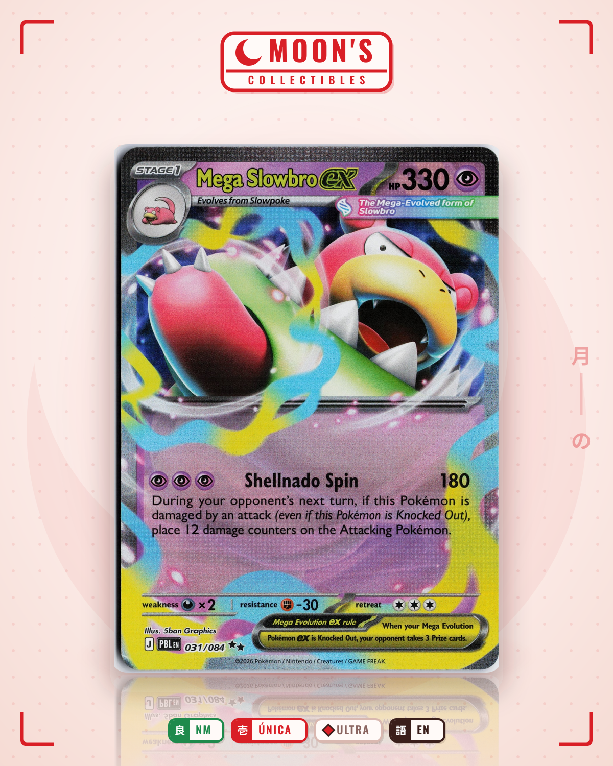 Carta Pokémon Mega Slowbro ex · Pitch Black #031/084 (NM) — pieza única en Moon's Collectibles México