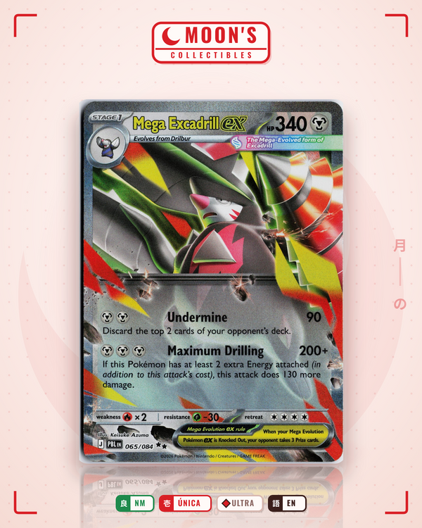 Carta Pokémon Mega Excadrill ex · Pitch Black #065/084 (NM) — pieza única en Moon's Collectibles México