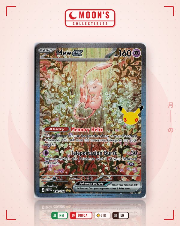 Carta Pokémon Mew ex · 30th Celebration #152/128 (NM) — pieza única en Moon's Collectibles México