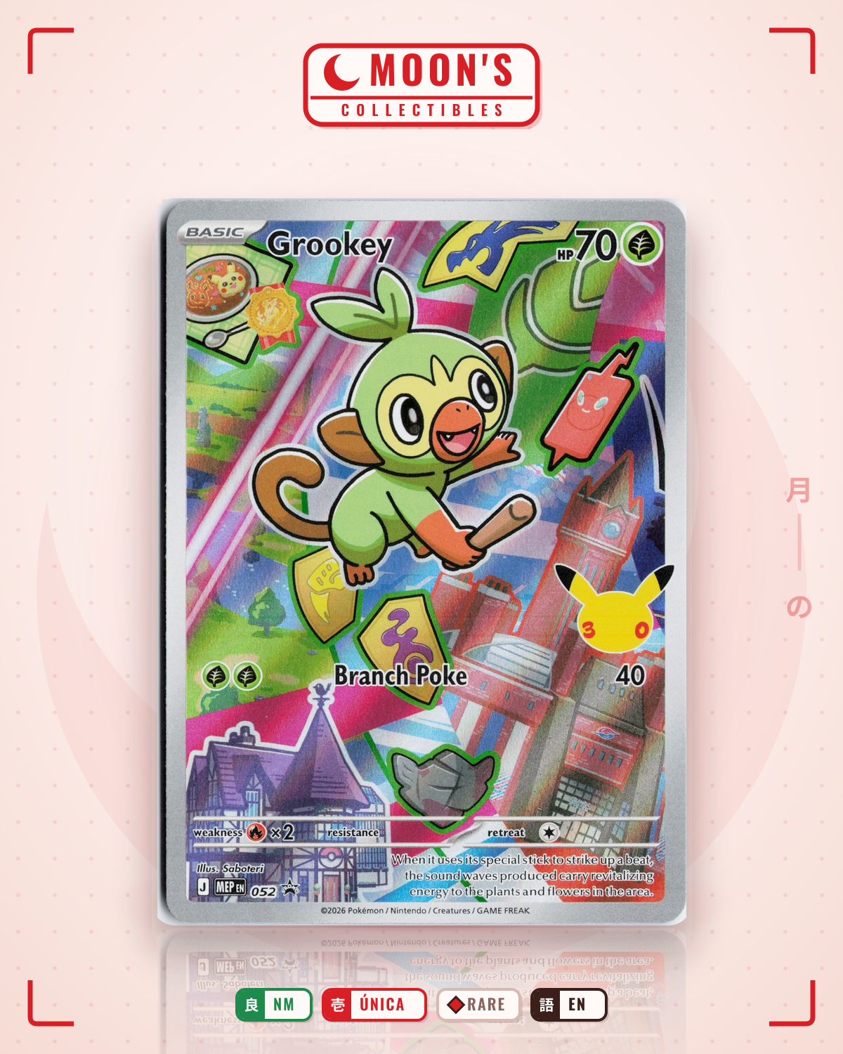 Carta Pokémon Grookey · Mega Evolution Black Star Promos #052 (NM) — pieza única en Moon's Collectibles México