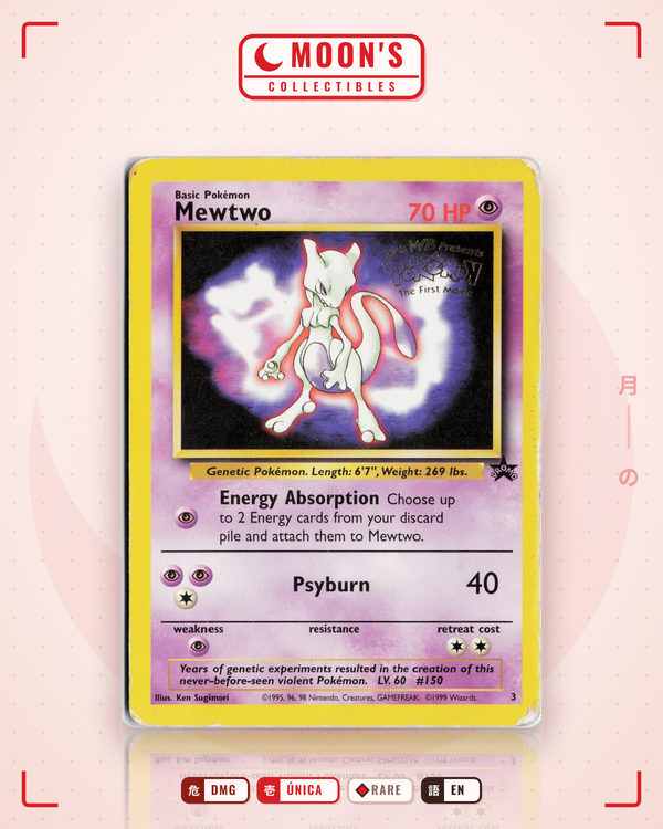 Carta Pokémon Mewtwo · Wizards Black Star Promos #3 (DMG) — pieza única en Moon's Collectibles México