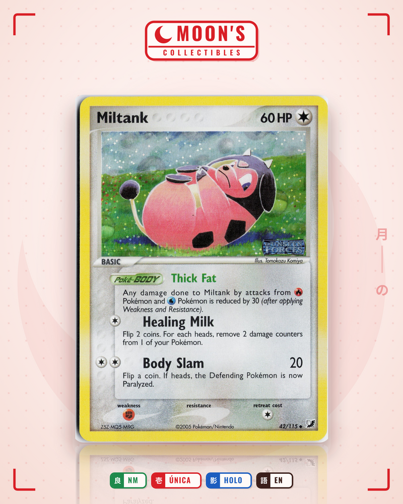 Carta Pokémon Miltank · Unseen Forces #42/115 (NM) — pieza única en Moon's Collectibles México