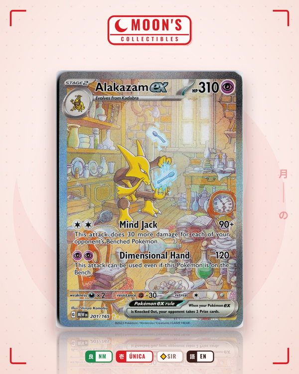 Carta Pokémon Alakazam ex · 151 #201/165 (NM) — pieza única en Moon's Collectibles México