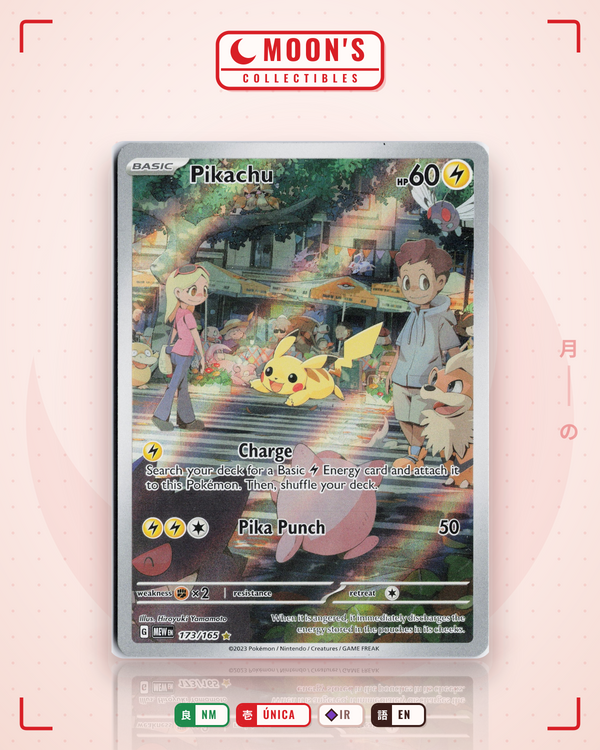 Carta Pokémon Pikachu · 151 #173/165 (NM) — pieza única en Moon's Collectibles México