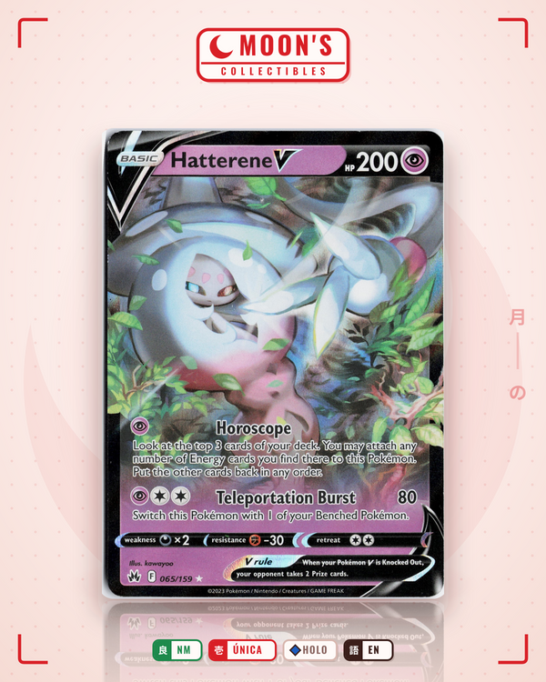 Carta Pokémon Hatterene V · Crown Zenith #065/159 (NM) — pieza única en Moon's Collectibles México