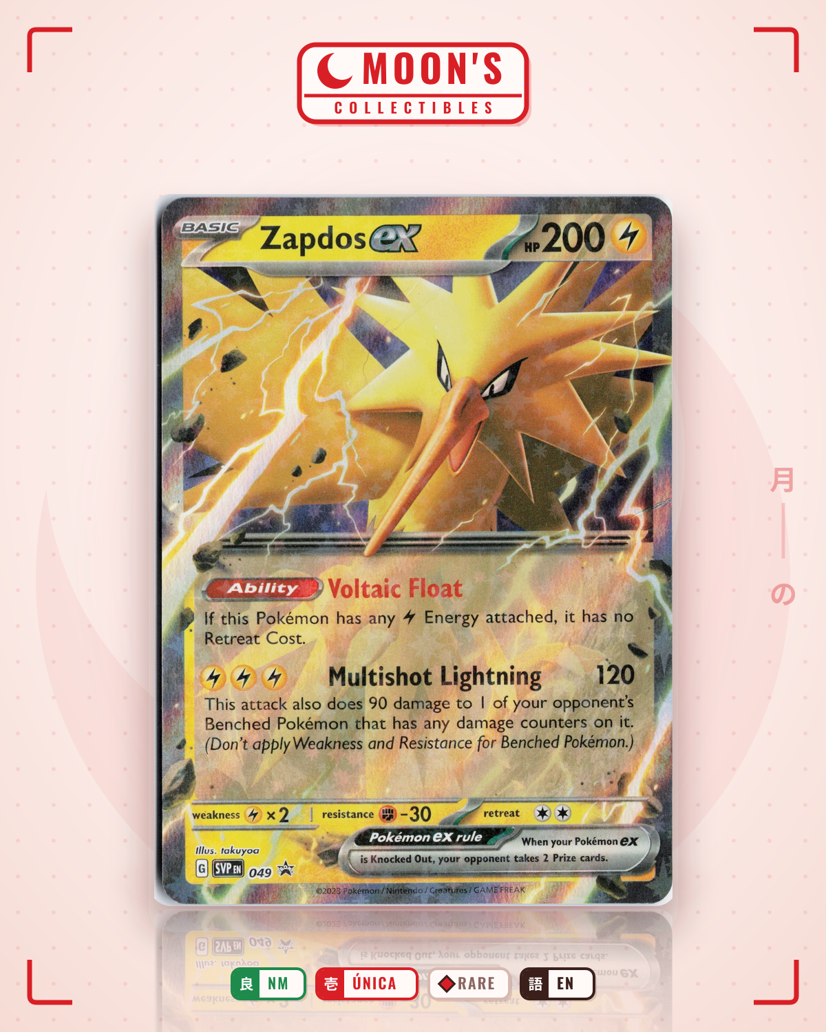 Carta Pokémon Zapdos ex · Scarlet & Violet Black Star Promos #049 (NM) — pieza única en Moon's Collectibles México