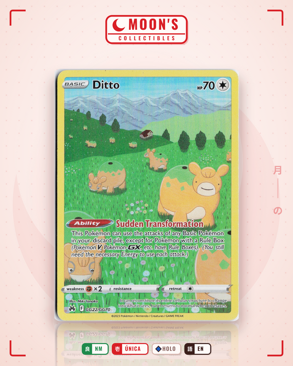 Carta Pokémon Ditto · Crown Zenith Galarian Gallery #GG22/GG70 (NM) — pieza única en Moon's Collectibles México