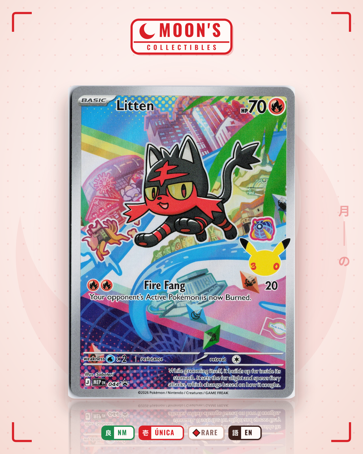 Carta Pokémon Litten · Mega Evolution Black Star Promos #044 (NM) — pieza única en Moon's Collectibles México