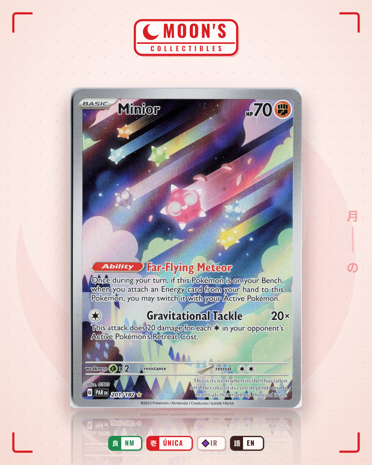 Carta Pokémon Minior · Paradox Rift #201/182 (NM) — pieza única en Moon's Collectibles México