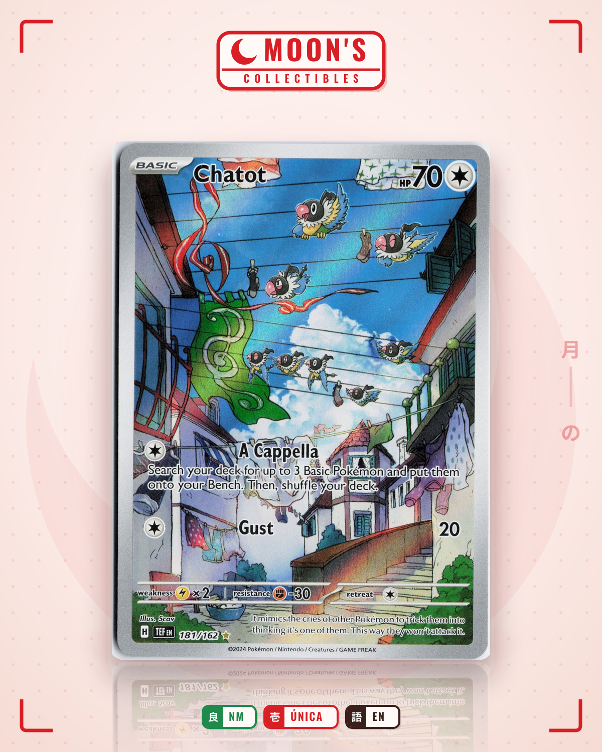 Carta Pokémon Chatot · Temporal Forces #132/162 (NM) — pieza única en Moon's Collectibles México