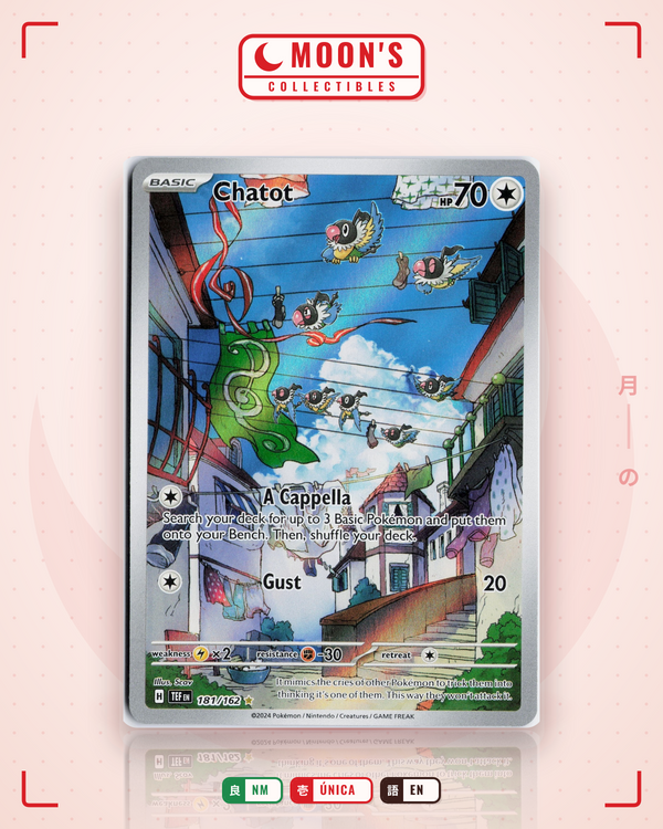Carta Pokémon Chatot · Temporal Forces #132/162 (NM) — pieza única en Moon's Collectibles México