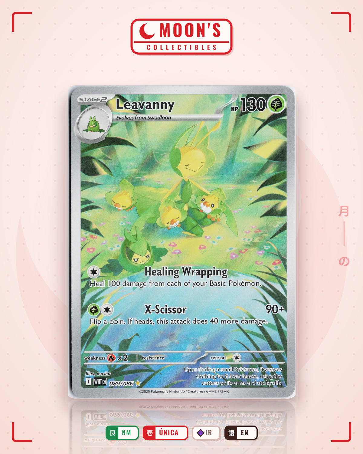 Carta Pokémon Leavanny · White Flare #089/086 (NM) — pieza única en Moon's Collectibles México