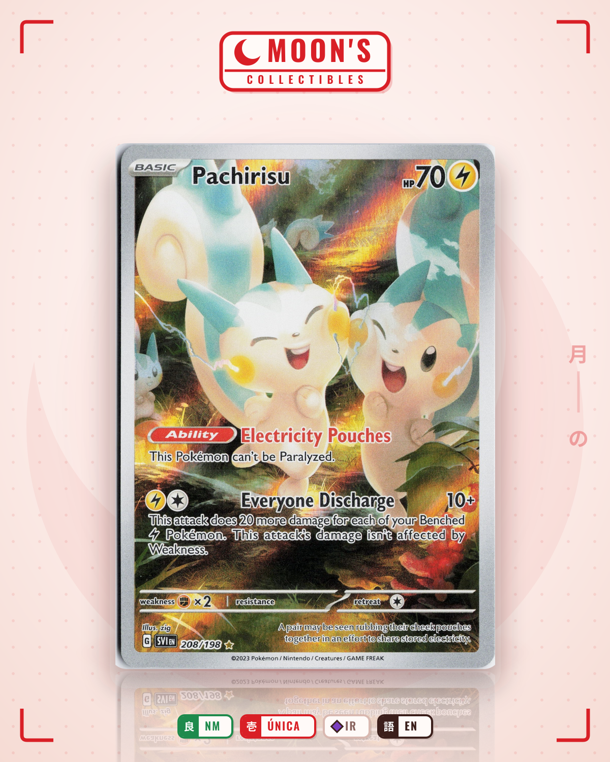 Carta Pokémon Pachirisu · Scarlet & Violet #208/198 (NM) — pieza única en Moon's Collectibles México