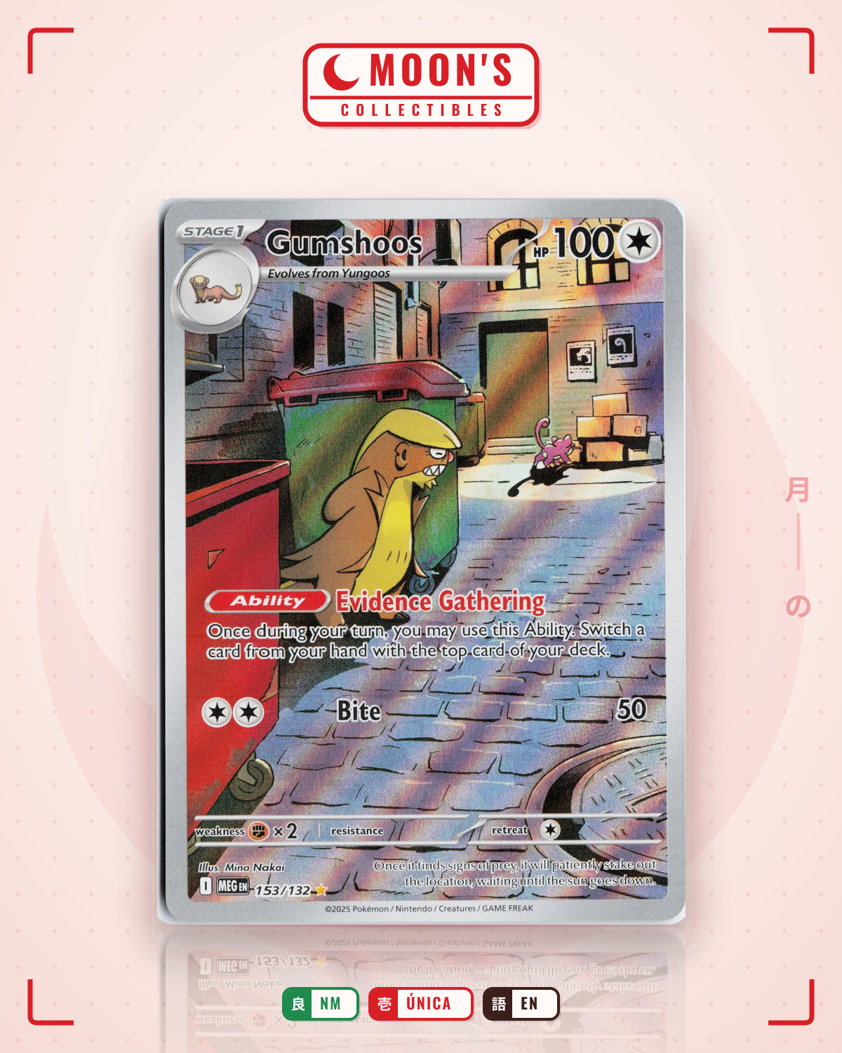 Carta Pokémon Gumshoos · Mega Evolution #110/132 (NM) — pieza única en Moon's Collectibles México