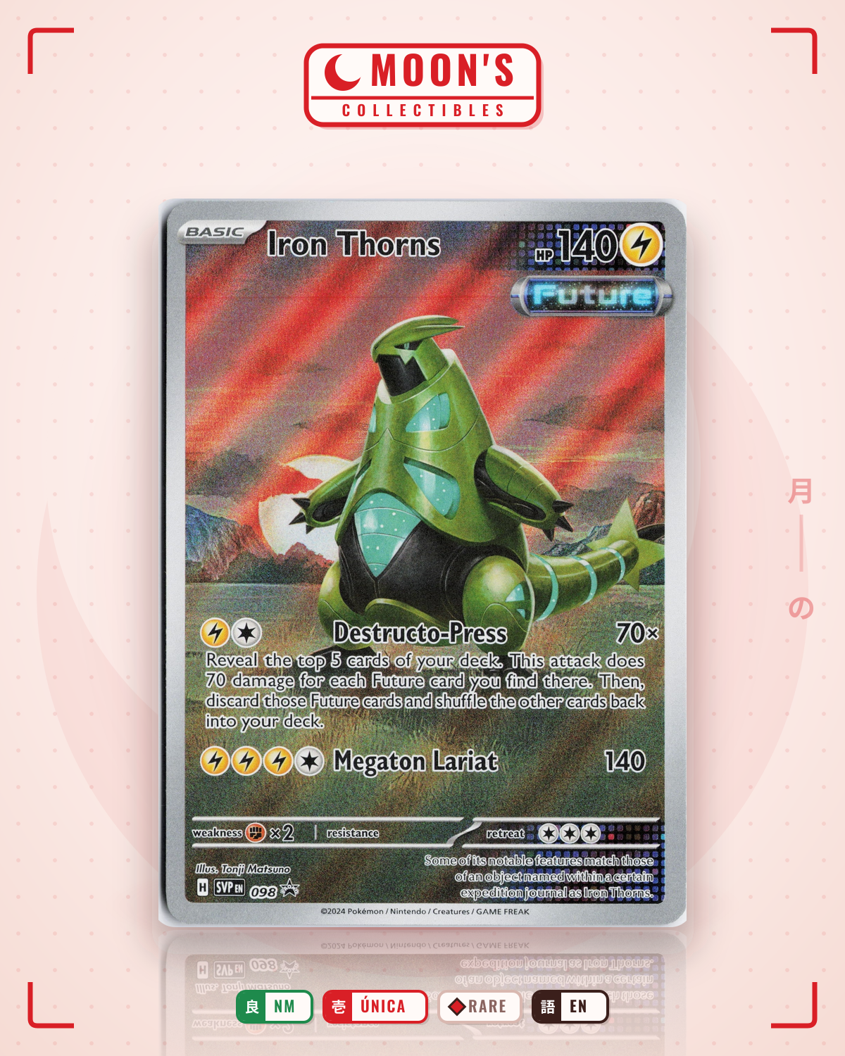 Carta Pokémon Iron Thorns · Scarlet & Violet Black Star Promos #098 (NM) — pieza única en Moon's Collectibles México