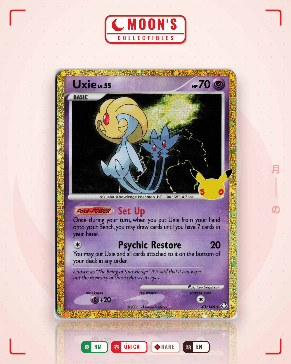 Carta Pokémon Uxie · Legends Awakened #43/146 (NM) — pieza única en Moon's Collectibles México