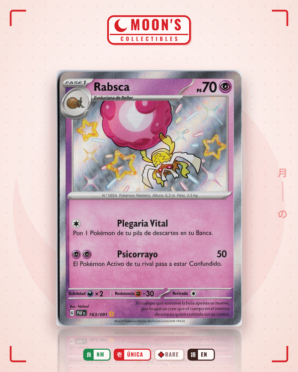 Carta Pokémon Rabsca · Paldean Fates #163/091 (NM) — pieza única en Moon's Collectibles México