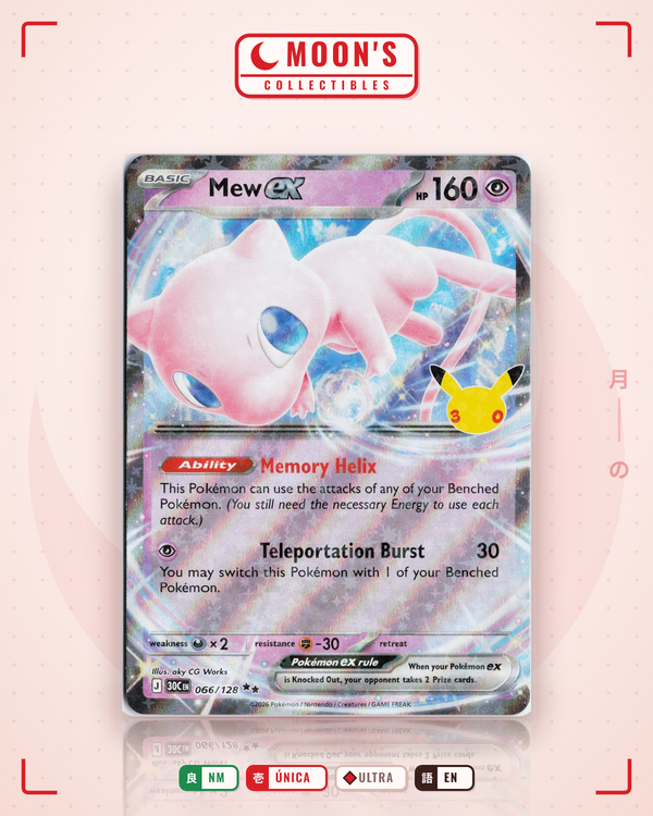 Carta Pokémon Mew ex · 30th Celebration #066/128 (NM) — pieza única en Moon's Collectibles México