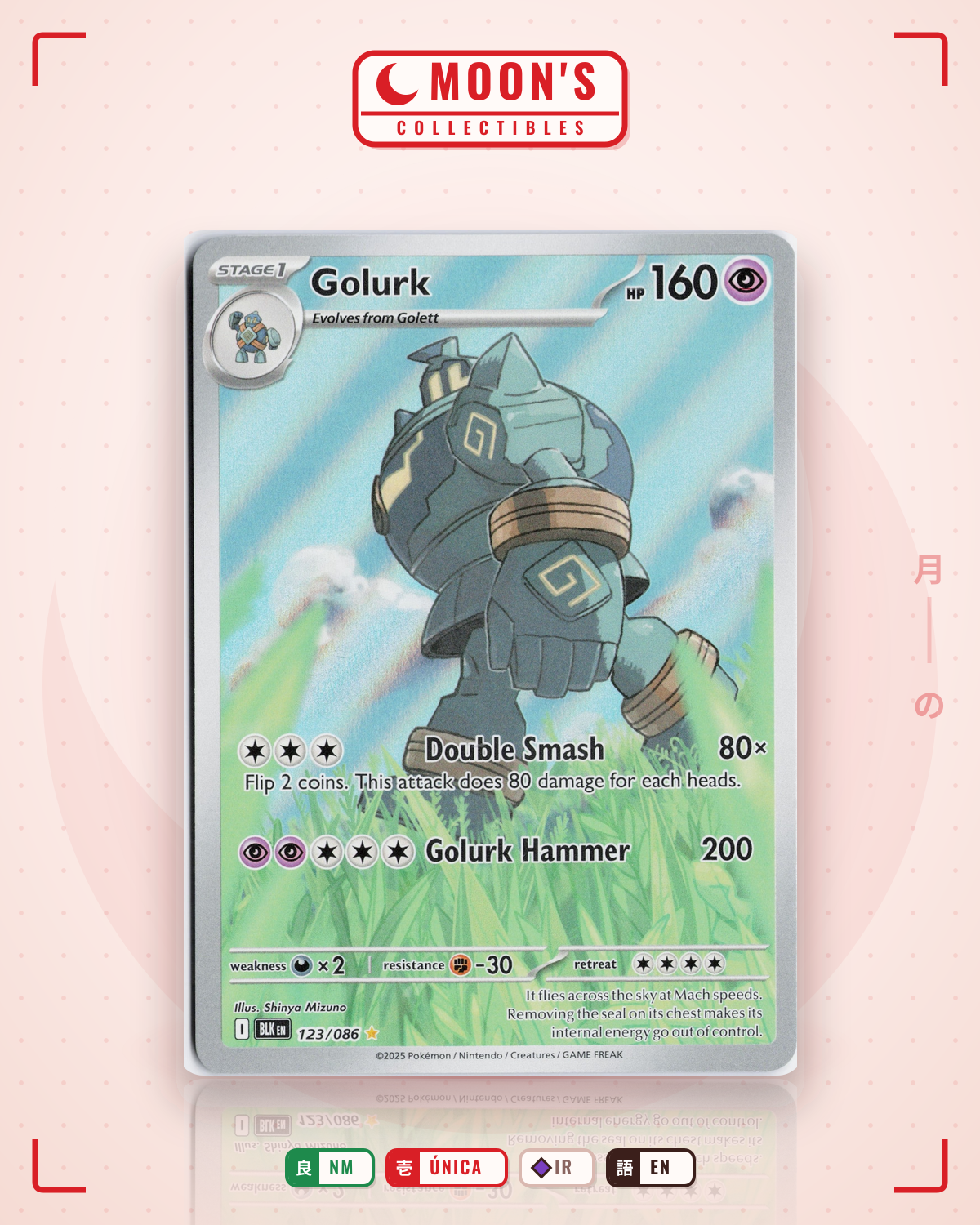 Carta Pokémon Golurk · Black Bolt #123/086 (NM) — pieza única en Moon's Collectibles México