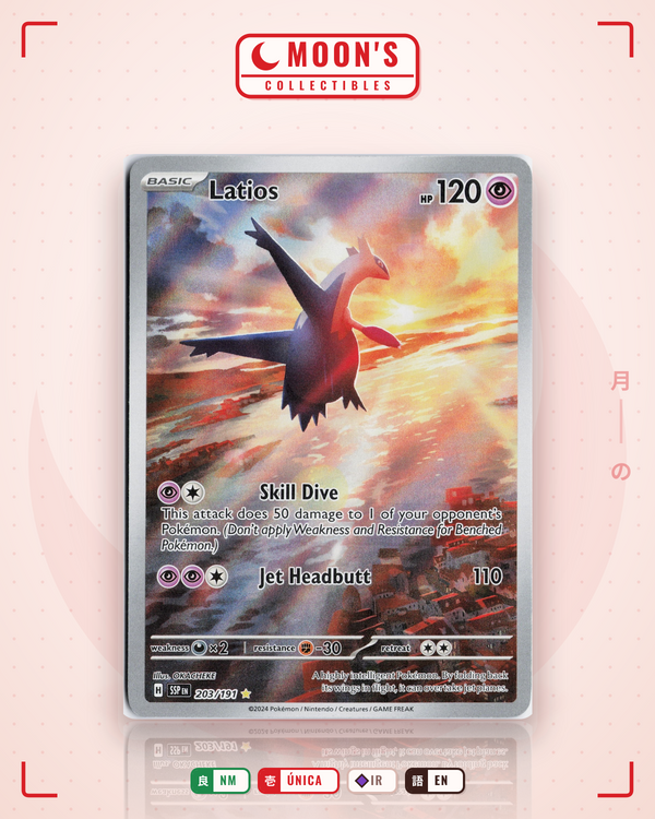 Carta Pokémon Latios · Surging Sparks #203/191 (NM) — pieza única en Moon's Collectibles México