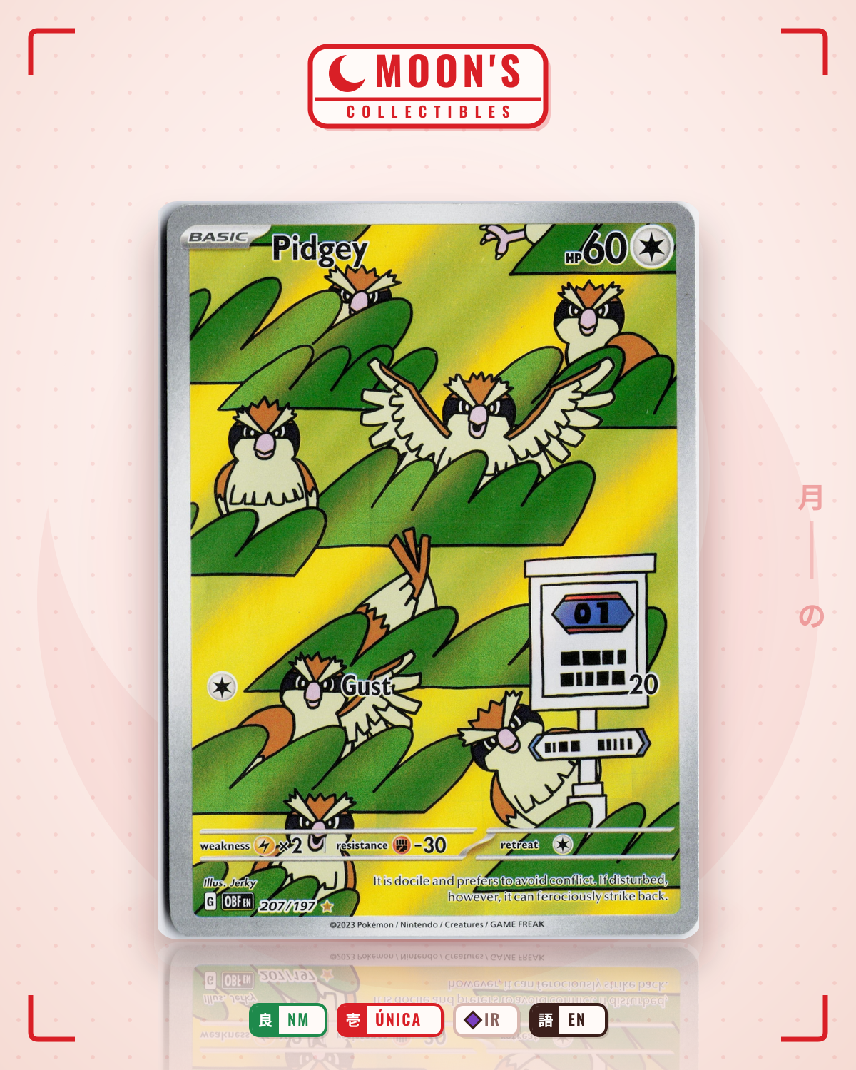 Carta Pokémon Pidgey · Obsidian Flames #207/197 (NM) — pieza única en Moon's Collectibles México