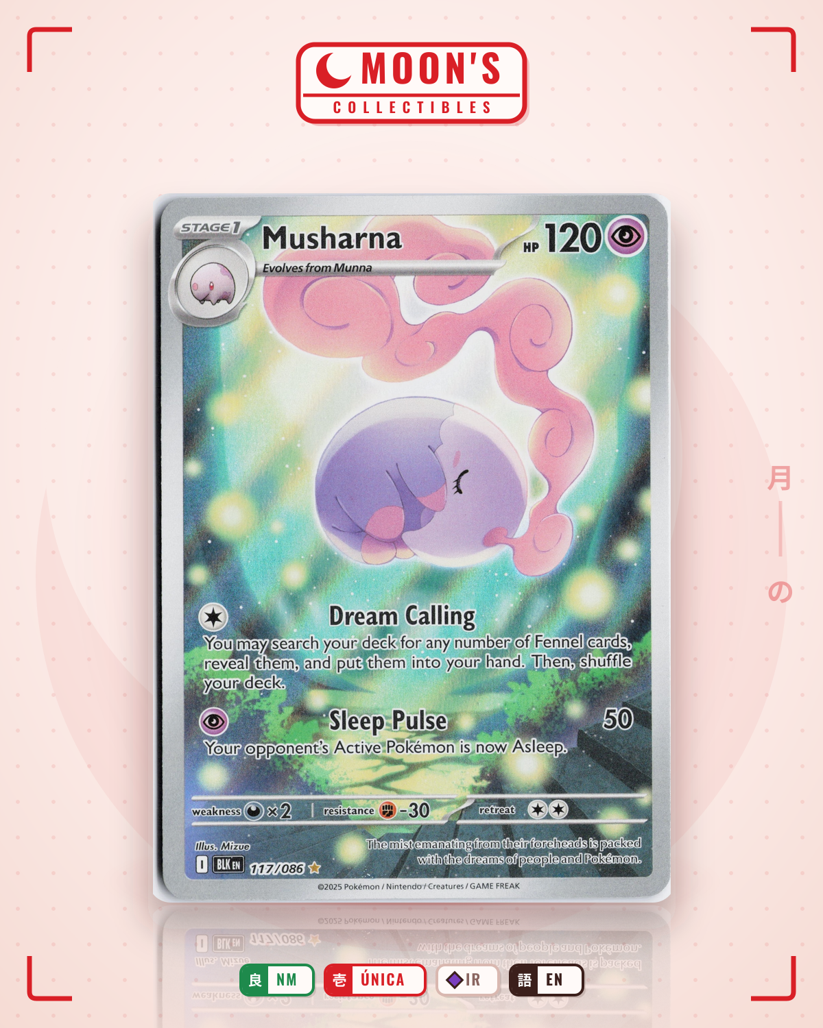 Carta Pokémon Musharna · Black Bolt #117/086 (NM) — pieza única en Moon's Collectibles México