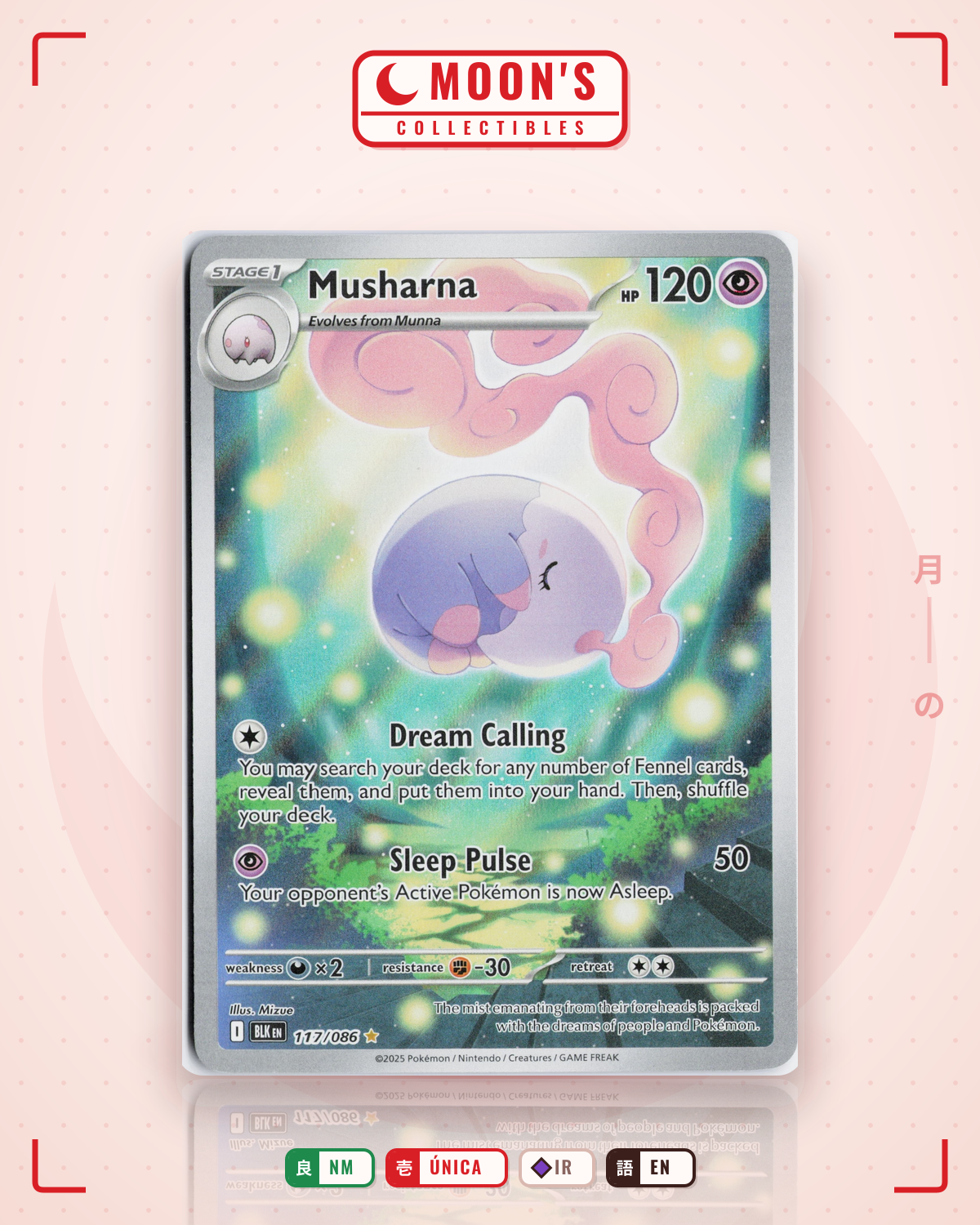 Carta Pokémon Musharna · Black Bolt #117/086 (NM) — pieza única en Moon's Collectibles México