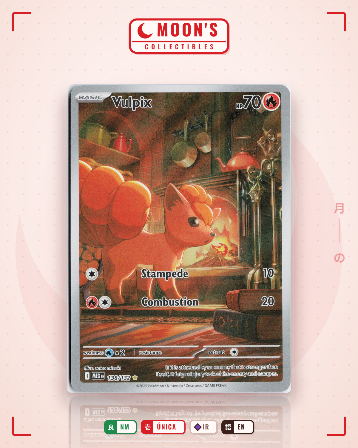 Carta Pokémon Vulpix · Mega Evolution #138/132 (NM) — pieza única en Moon's Collectibles México