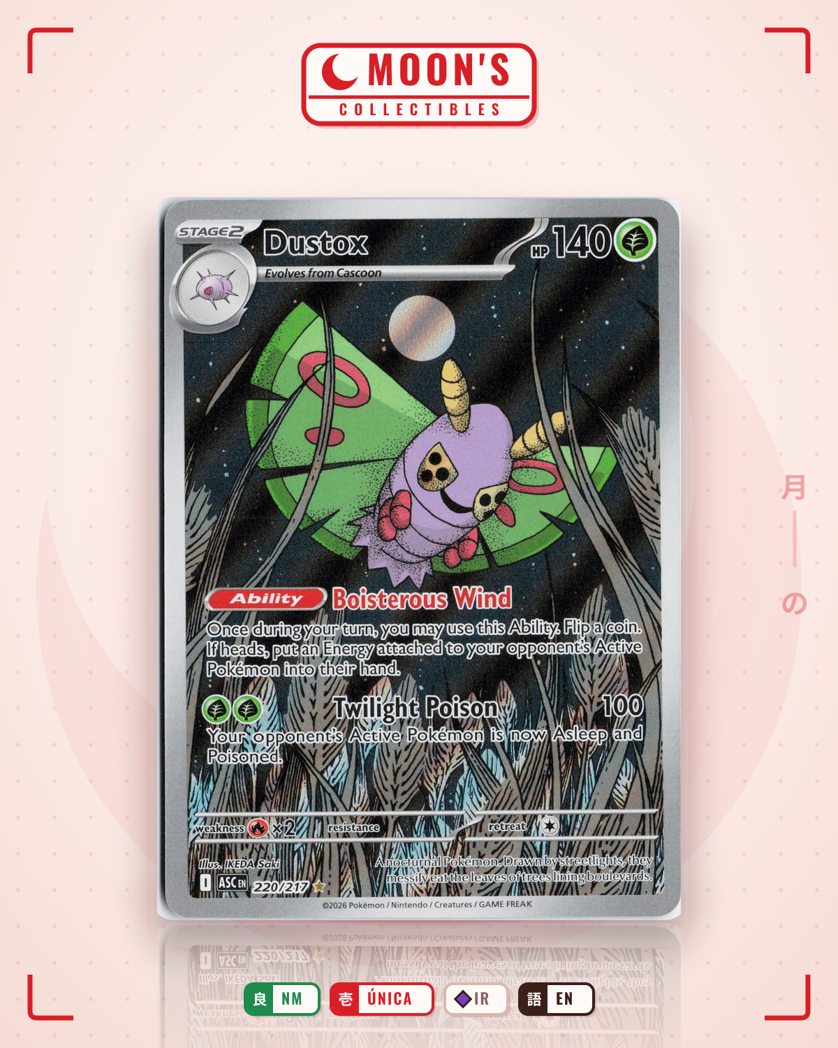 Carta Pokémon Dustox · Ascended Heroes #220/217 (NM) — pieza única en Moon's Collectibles México