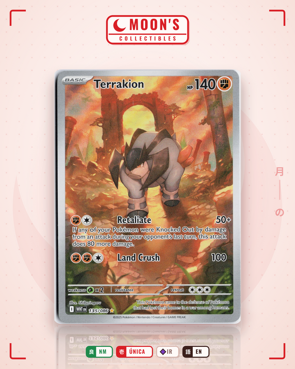 Carta Pokémon Terrakion · White Flare #135/086 (NM) — pieza única en Moon's Collectibles México